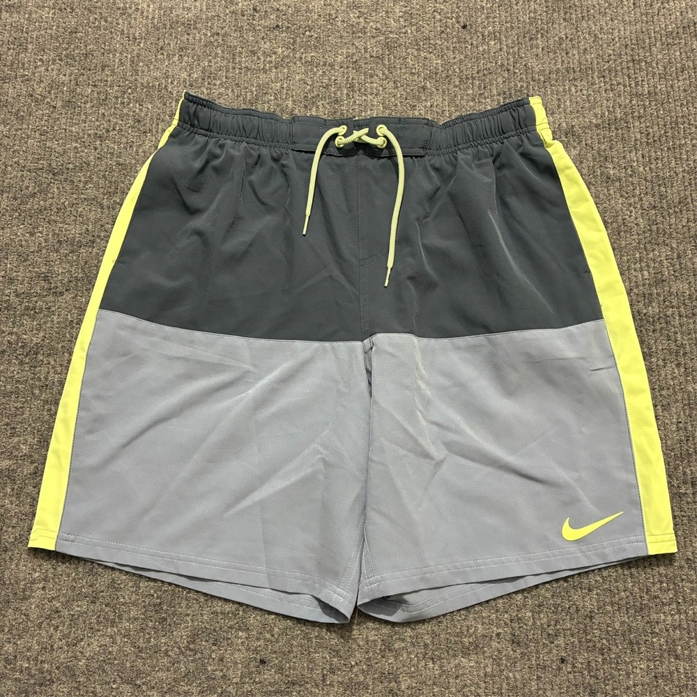 Nike Mens Swim Trunks W32" Colorblock Mesh Lined Drawstring Pull On Beach Shorts